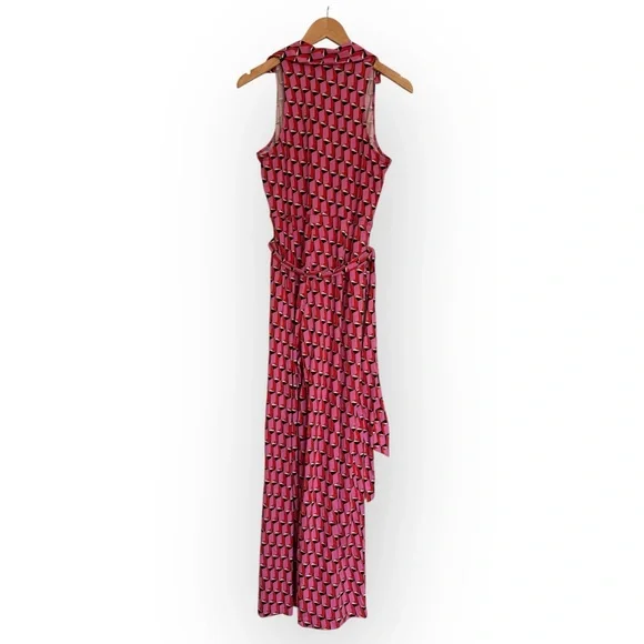 Diane von Furstenberg Geometric Wrap Jumpsuit – Size M (NWT)